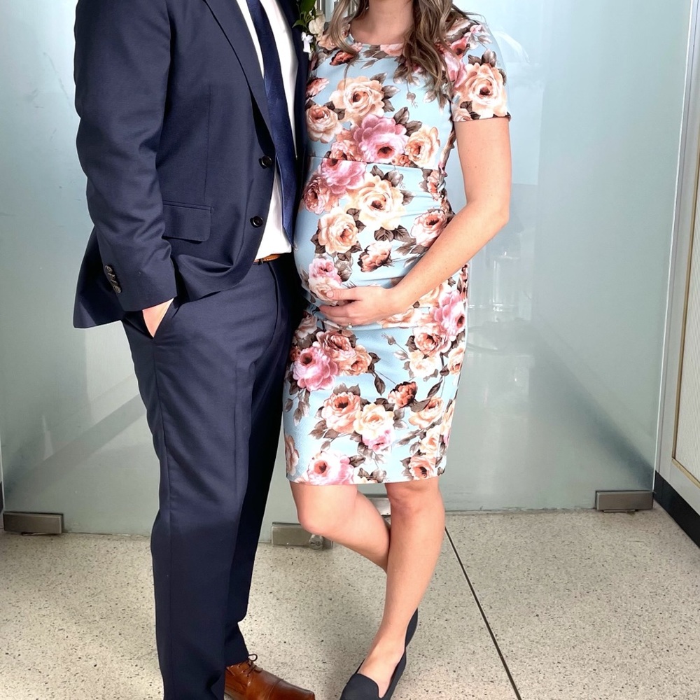 Pinkblush Floral Maternity Dress - Blue and Pink